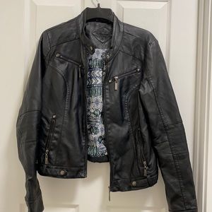 Jou Jou faux leather moto jacket black size large
